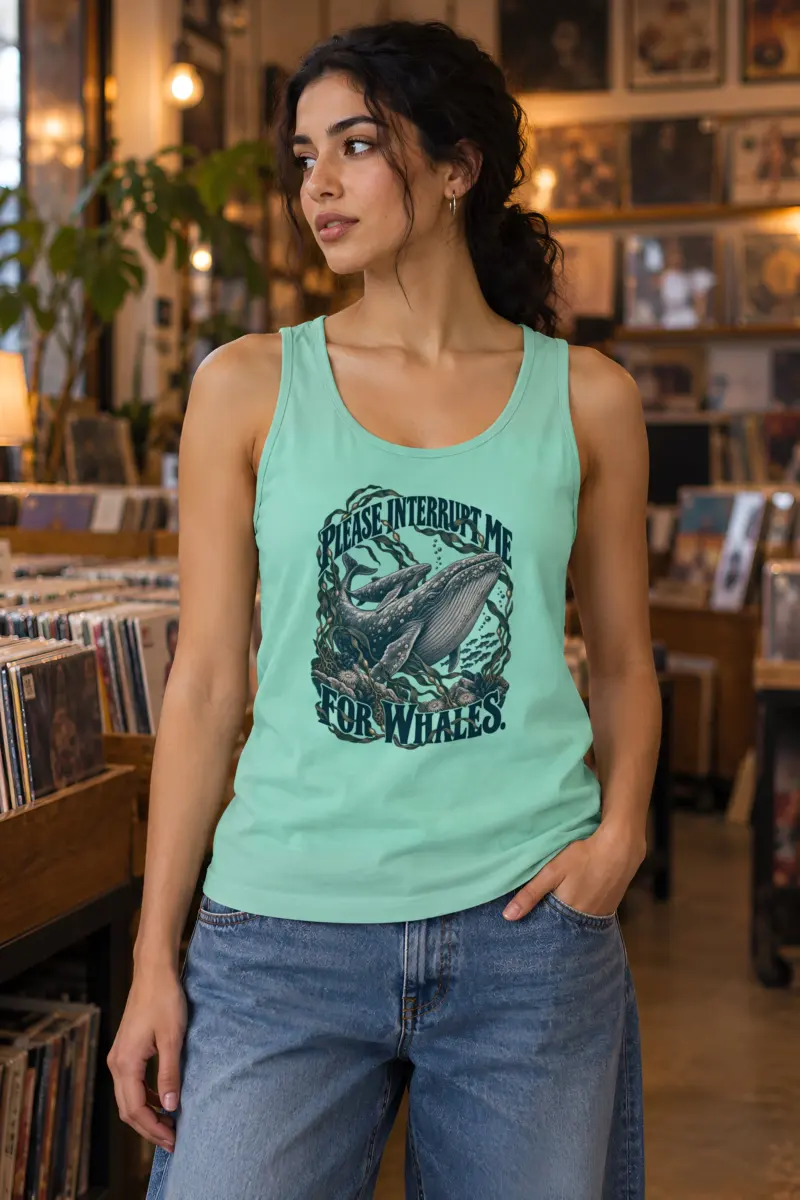 "Please Interrupt Me for Whales" Unisex Jersey Tank