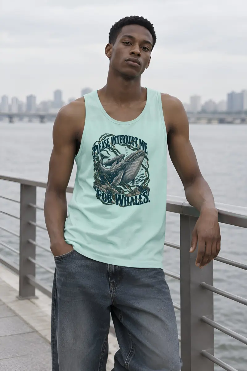 “Please Interrupt Me for Whales” Unisex Jersey Tank