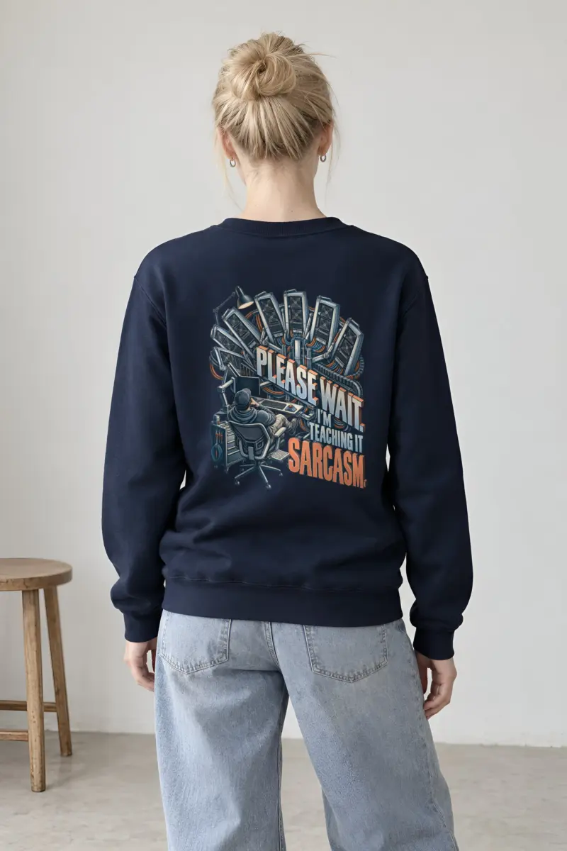 “Please Wait, I’m Teaching It Sarcasm” Heavy Blend Unisex Crewneck Sweatshirt