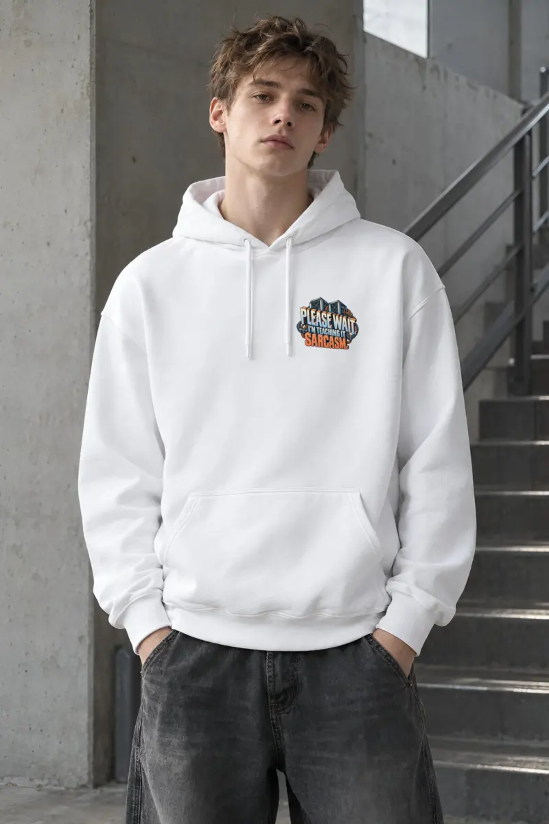 "Please Wait, Teaching It Sarcasm" Heavy Blend Unisex Pullover Hoodie