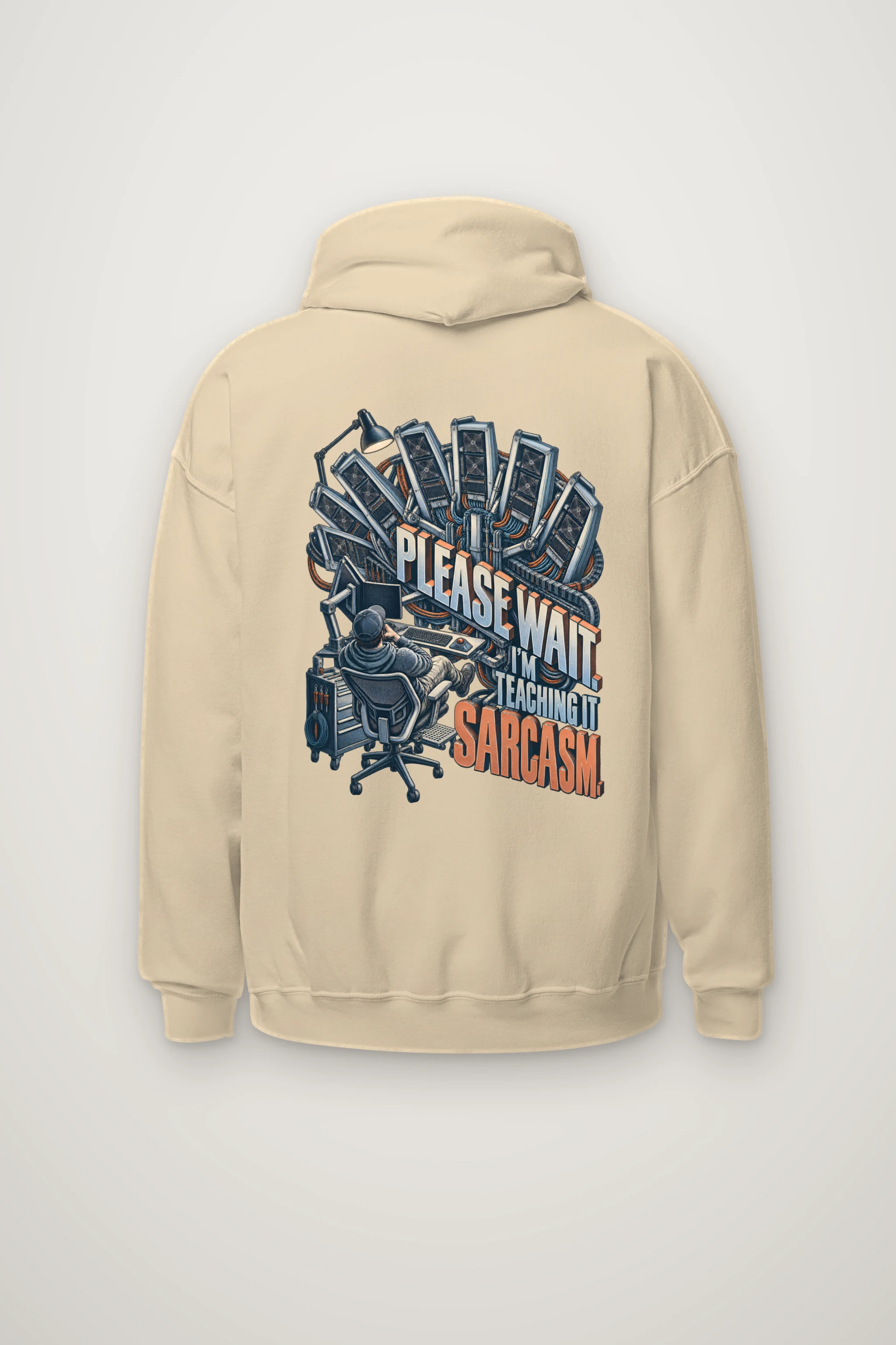 "Please Wait, Teaching It Sarcasm" Heavy Blend Unisex Pullover Hoodie