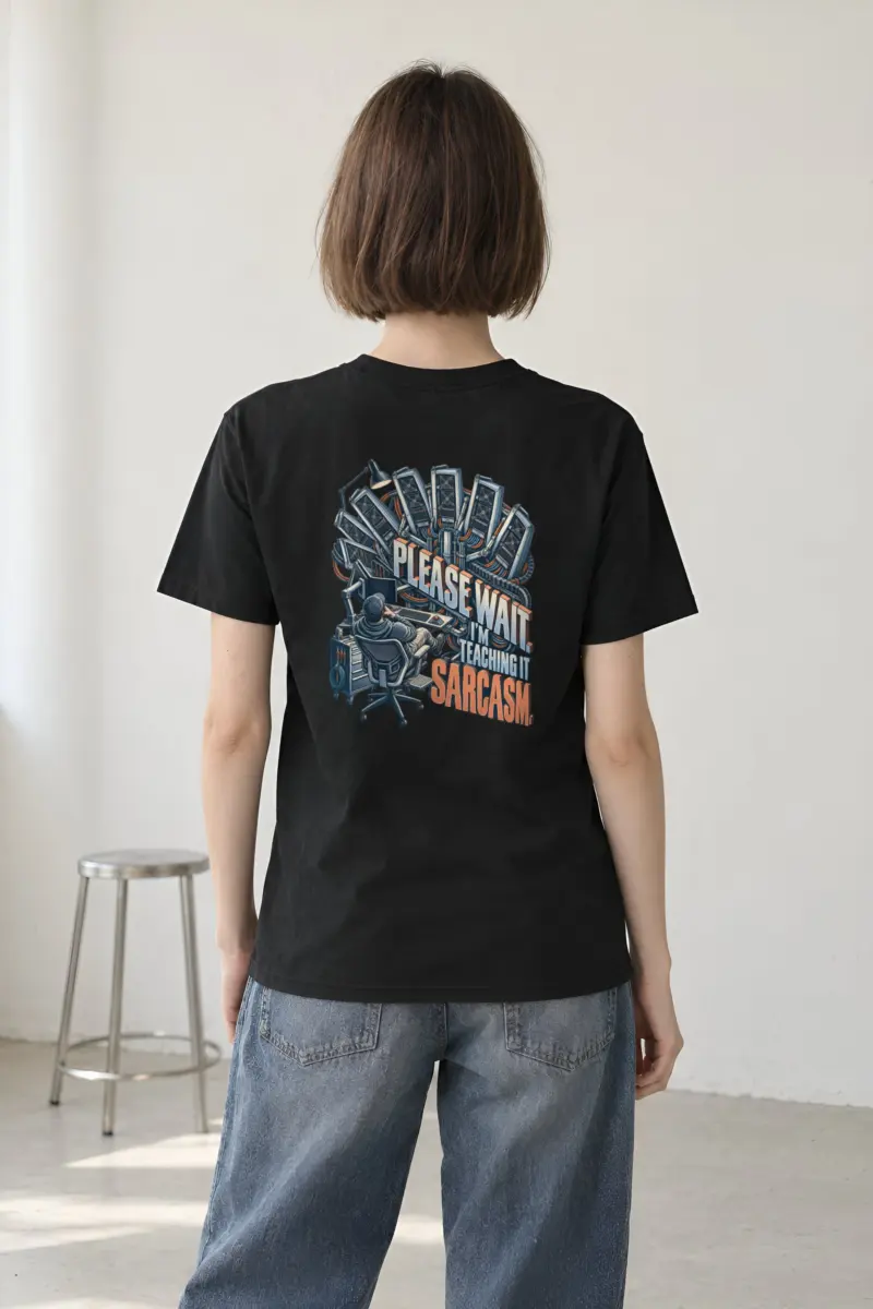 “Please Wait, Teaching It Sarcasm” Heavyweight Unisex Crewneck T-shirt