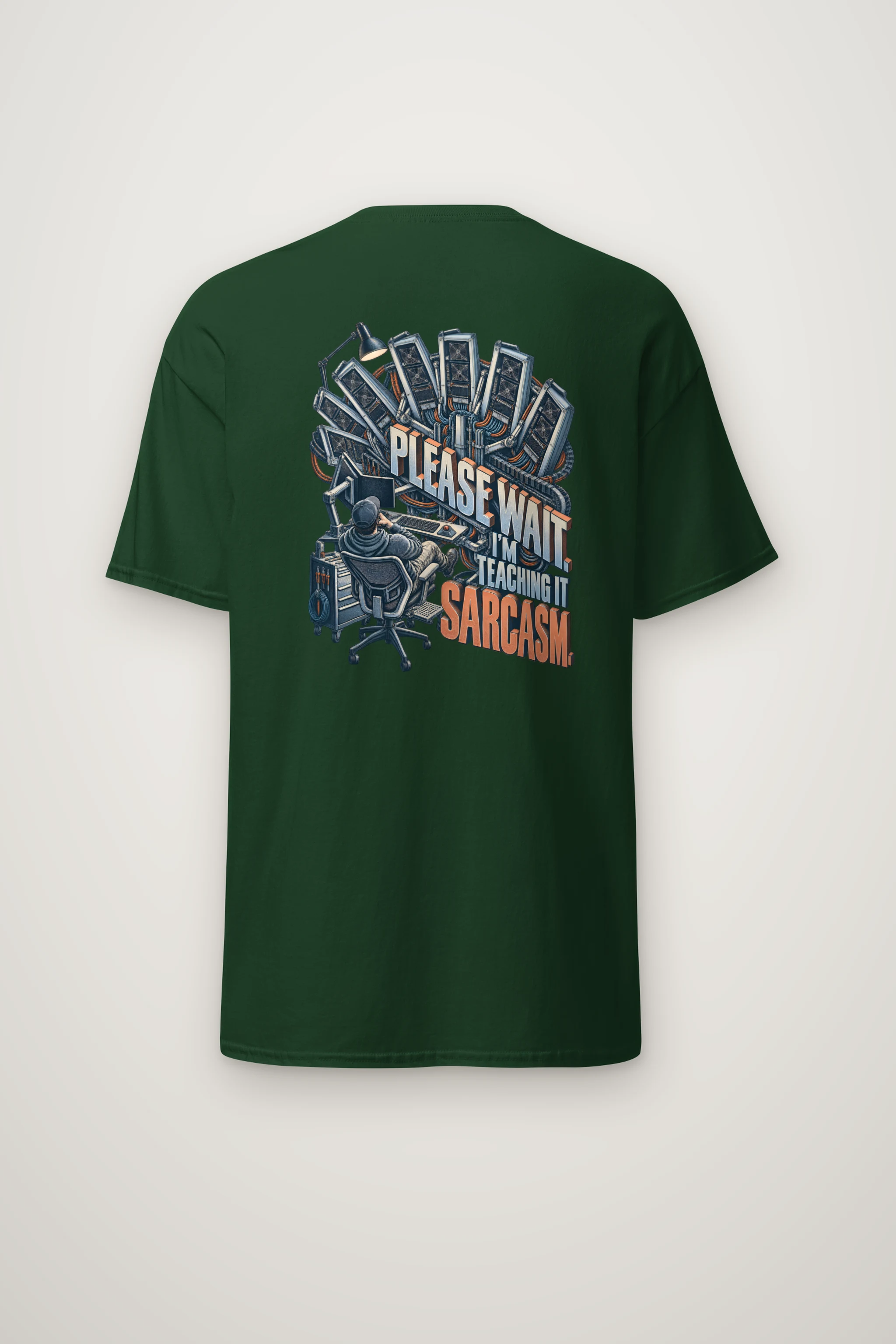 "Please Wait, Teaching It Sarcasm" Heavyweight Unisex Crewneck T-shirt