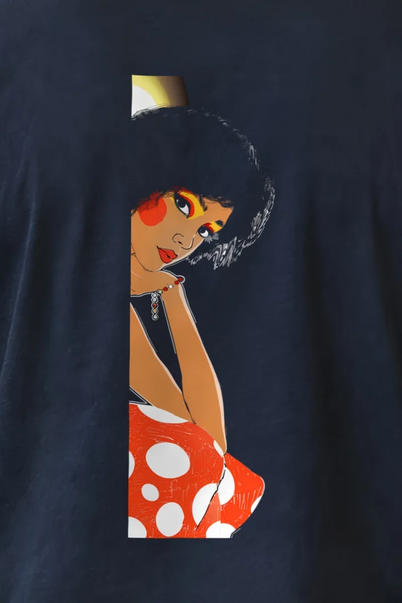 "Polka Dot Muse" Unisex Longsleeve T-shirt - the graphic up close
