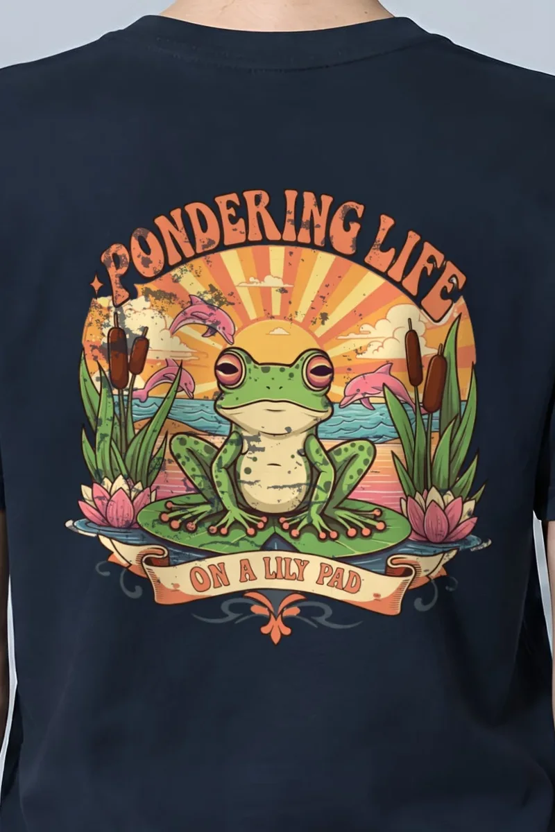 "Pondering Life" Heavyweight Unisex Crewneck T-shirt - the graphic up close