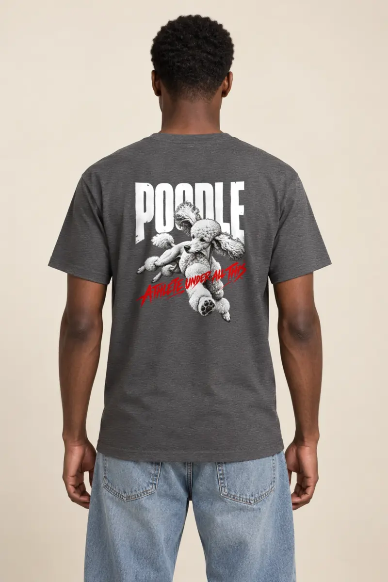 "Poodle, Athlete Under All This" Heavyweight Unisex Crewneck T-shirt