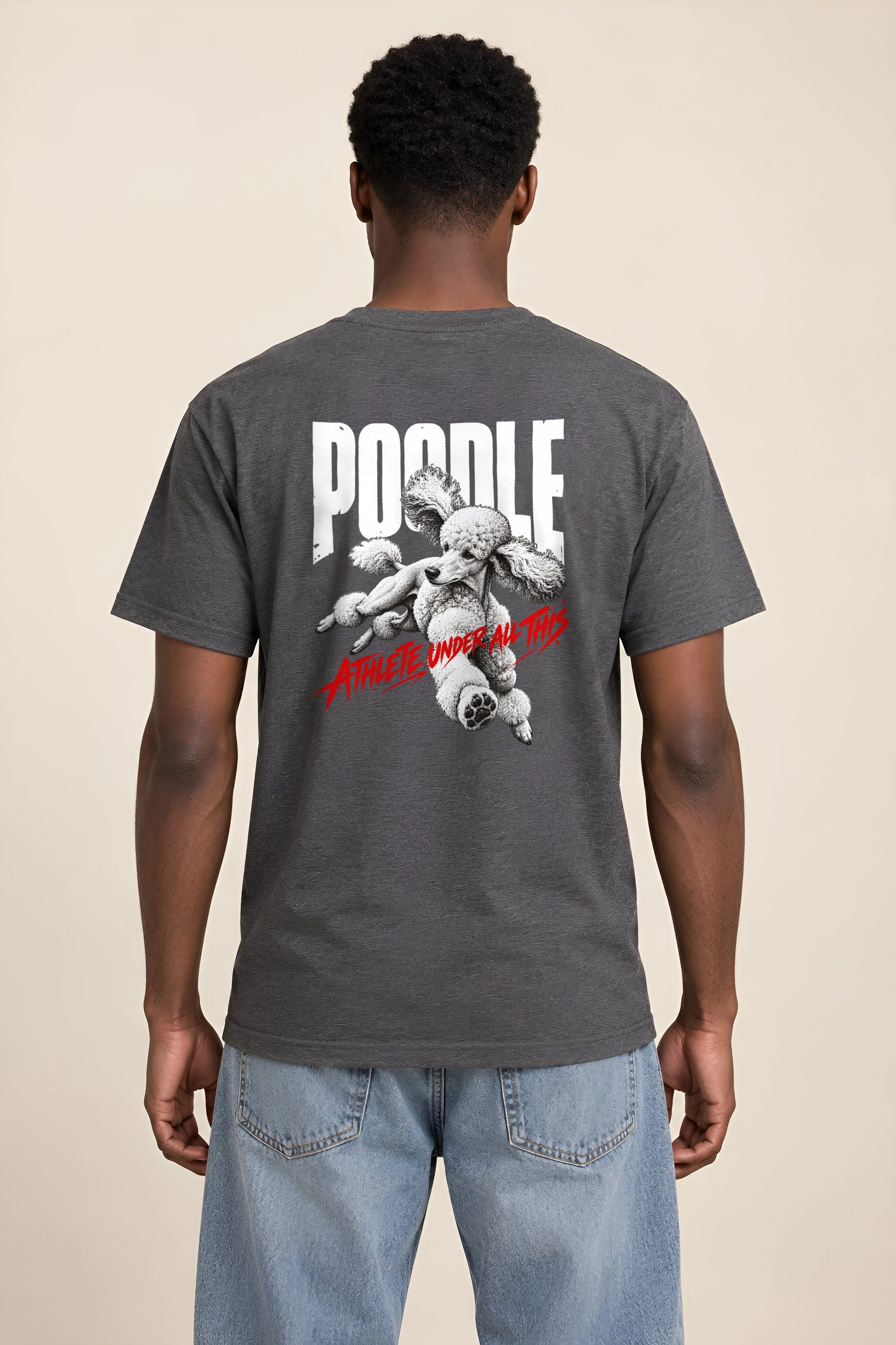 "Poodle, Athlete Under All This" Heavyweight Unisex Crewneck T-shirt