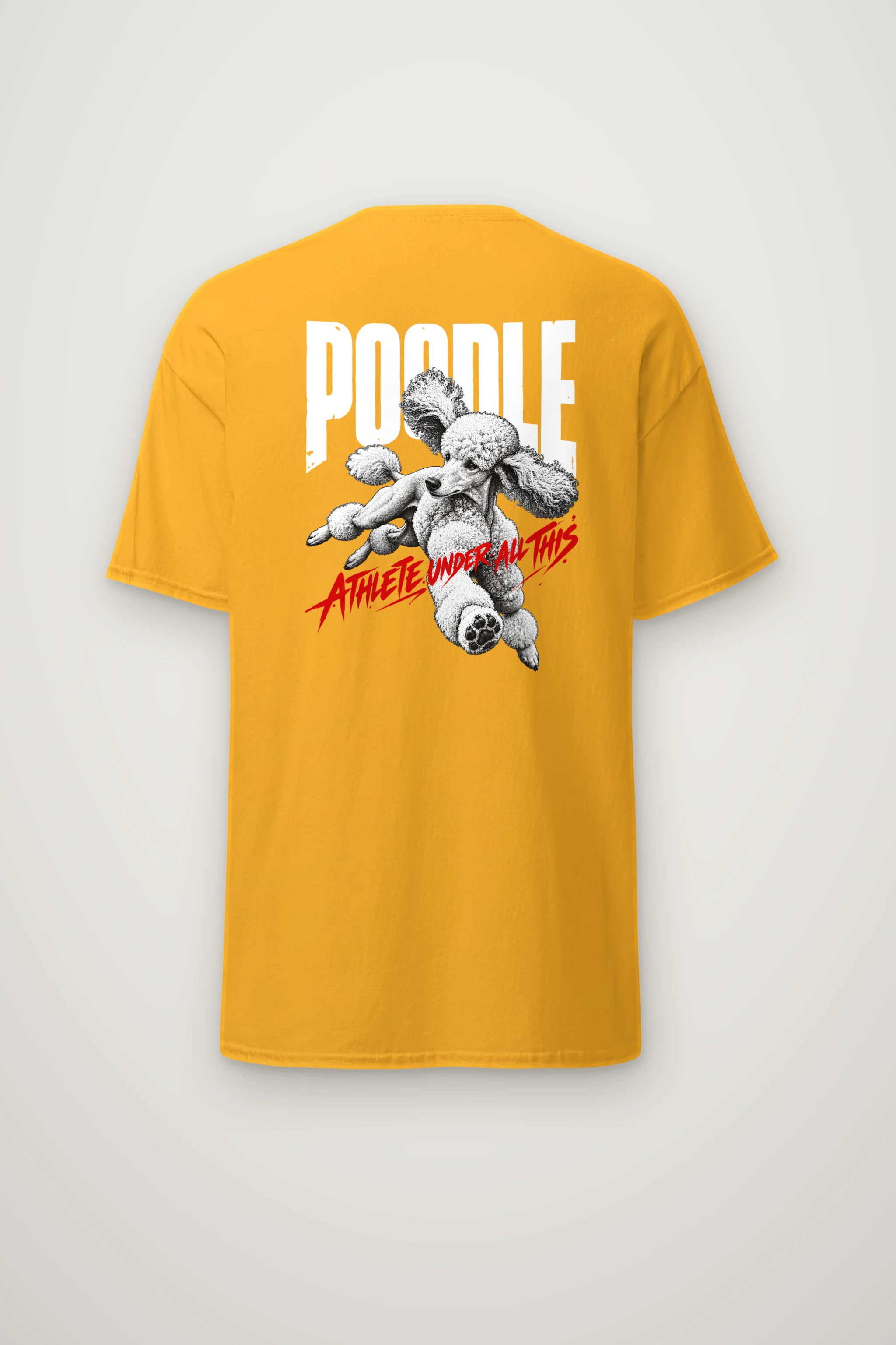 "Poodle, Athlete Under All This" Heavyweight Unisex Crewneck T-shirt