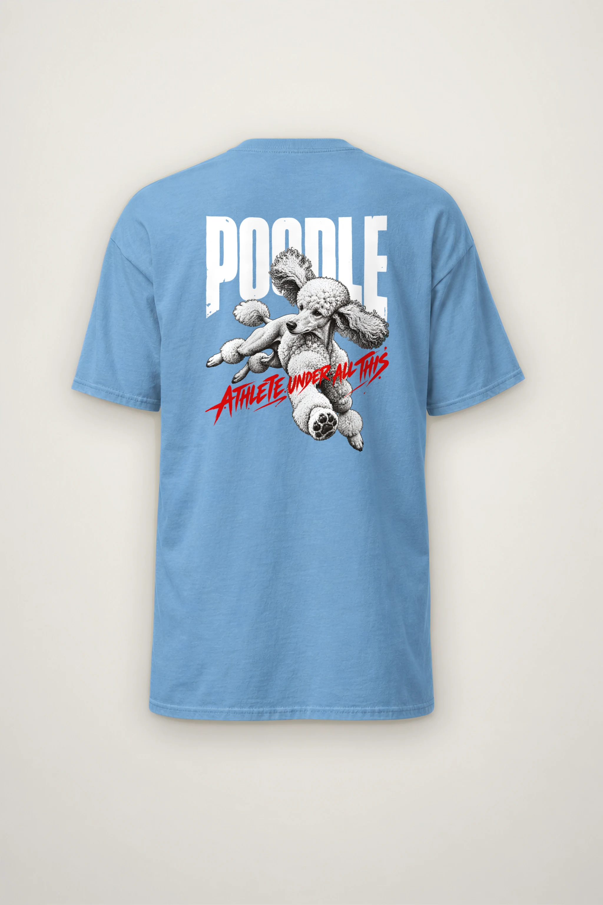 "Poodle, Athlete Under All This" Heavyweight Unisex Crewneck T-shirt