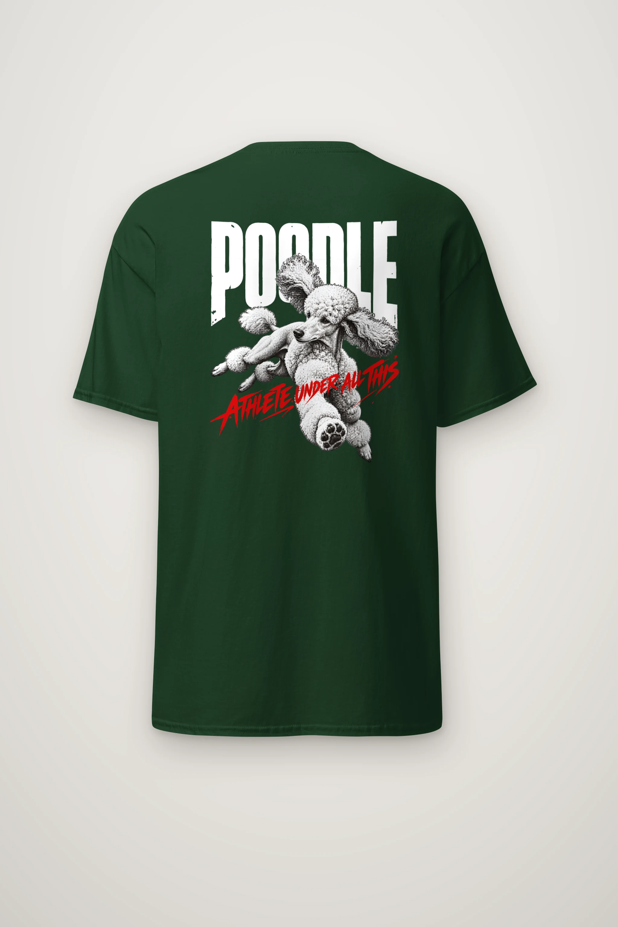 "Poodle, Athlete Under All This" Heavyweight Unisex Crewneck T-shirt