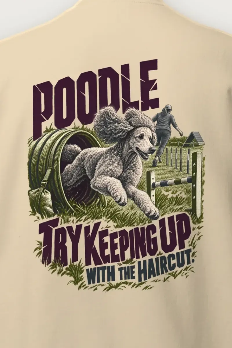 "Poodle Try Keeping Up" Heavy Blend Unisex Crewneck Sweatshirt - the graphic up close