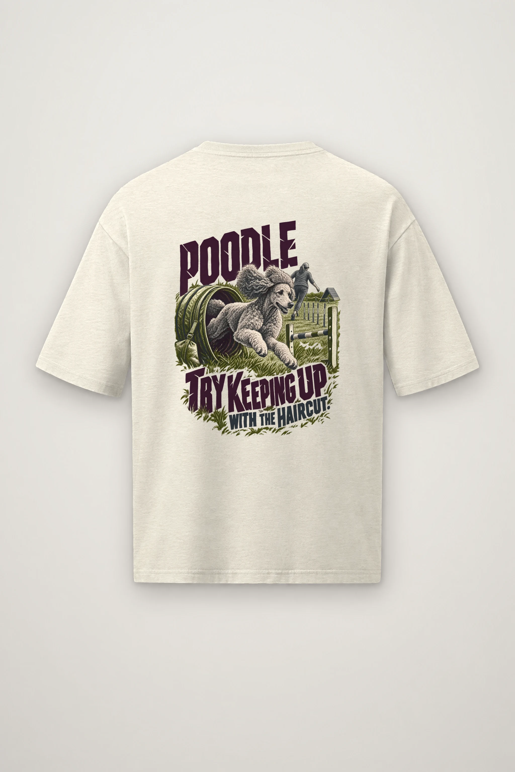 "Poodle Try Keeping Up" Men's Oversized Heavyweight Crewneck T-Shirt