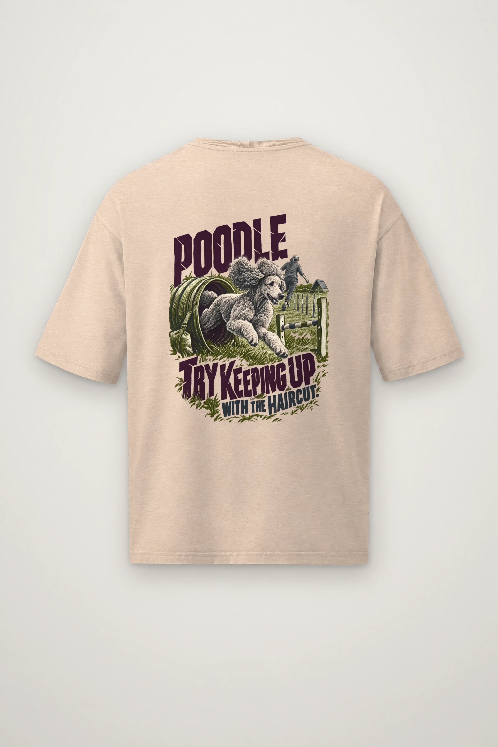 "Poodle Try Keeping Up" Men's Oversized Heavyweight Crewneck T-Shirt