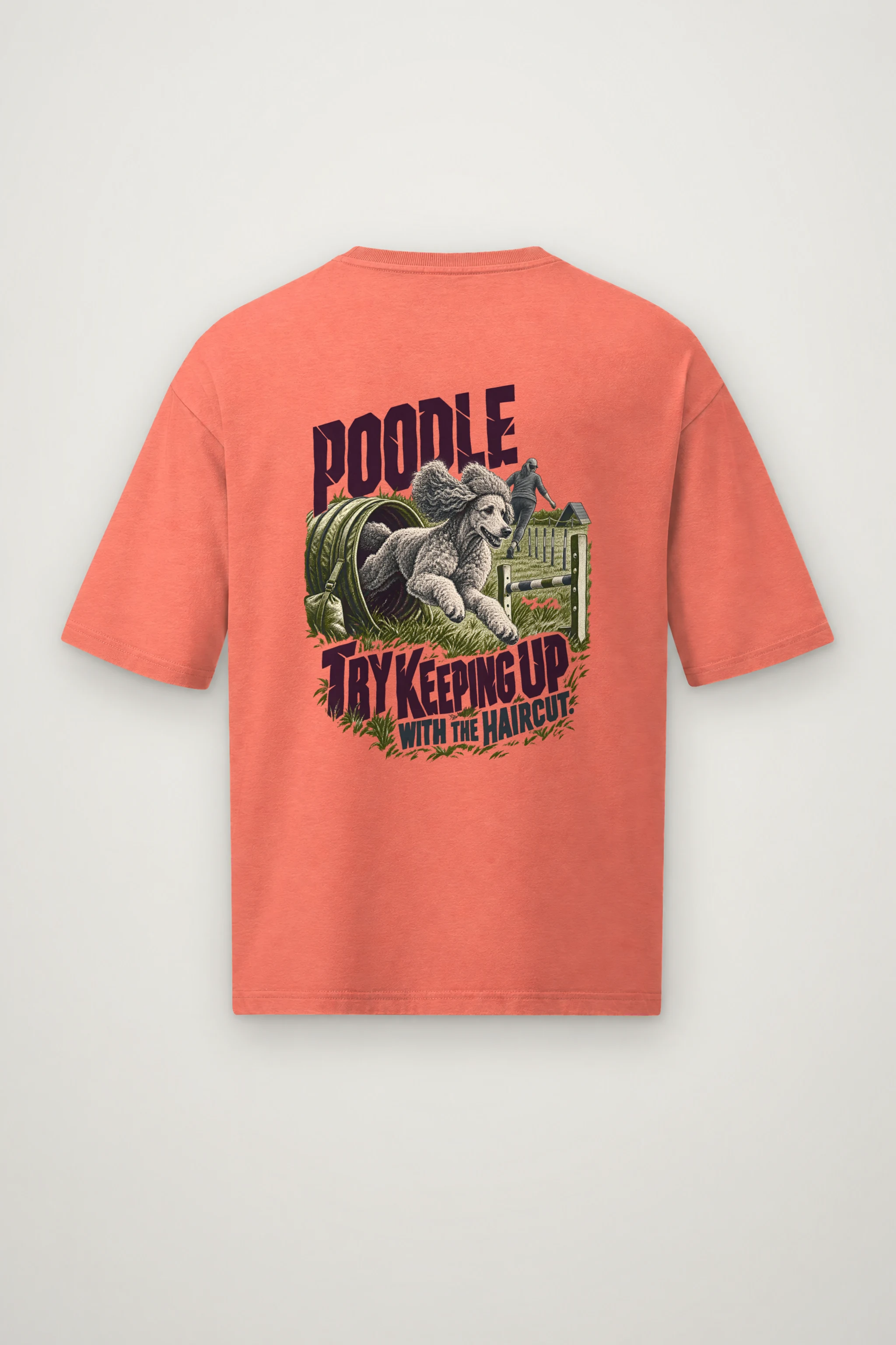 "Poodle Try Keeping Up" Men's Oversized Heavyweight Crewneck T-Shirt