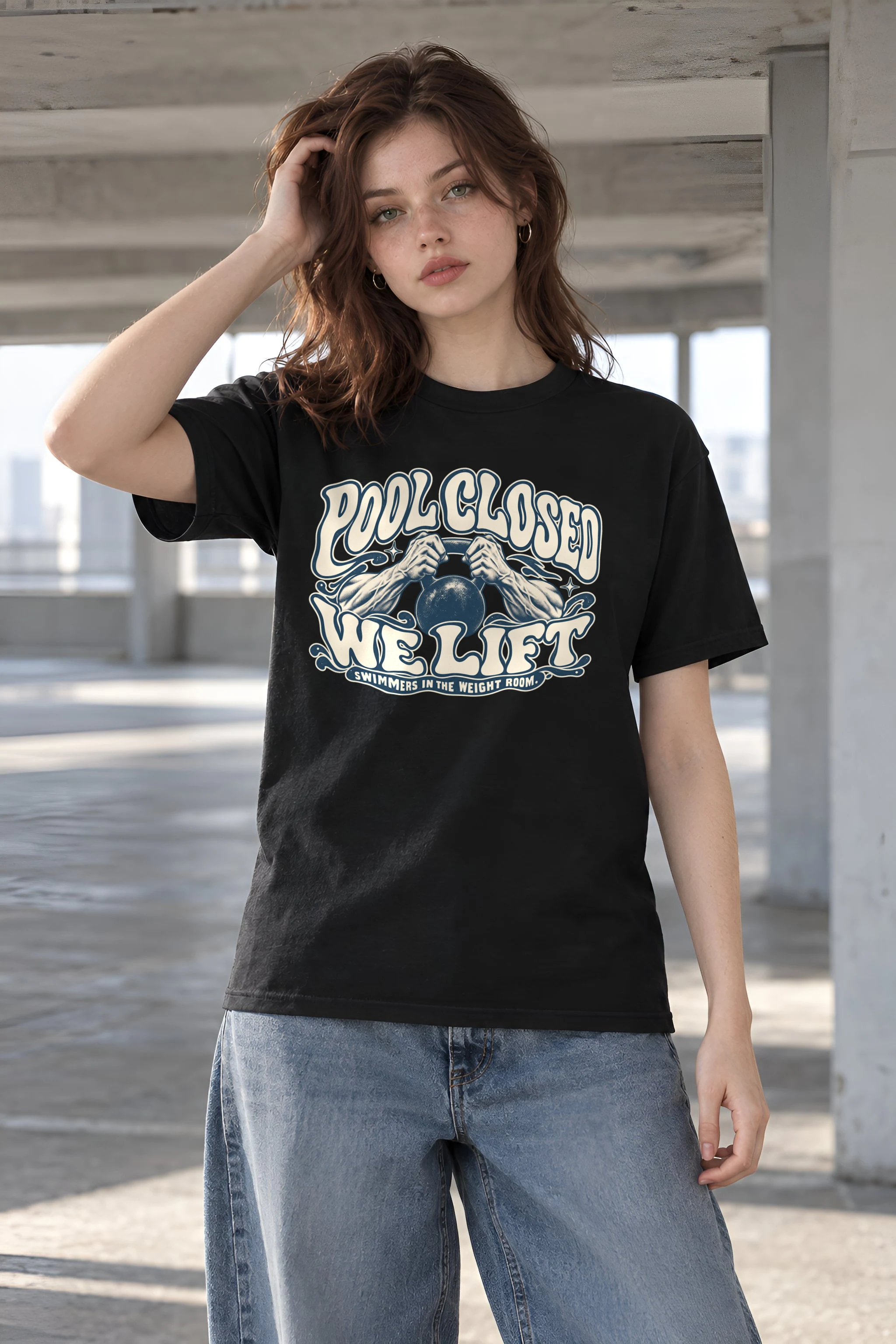 "Pool Closed We Lift" Heavyweight Unisex Crewneck T-shirt