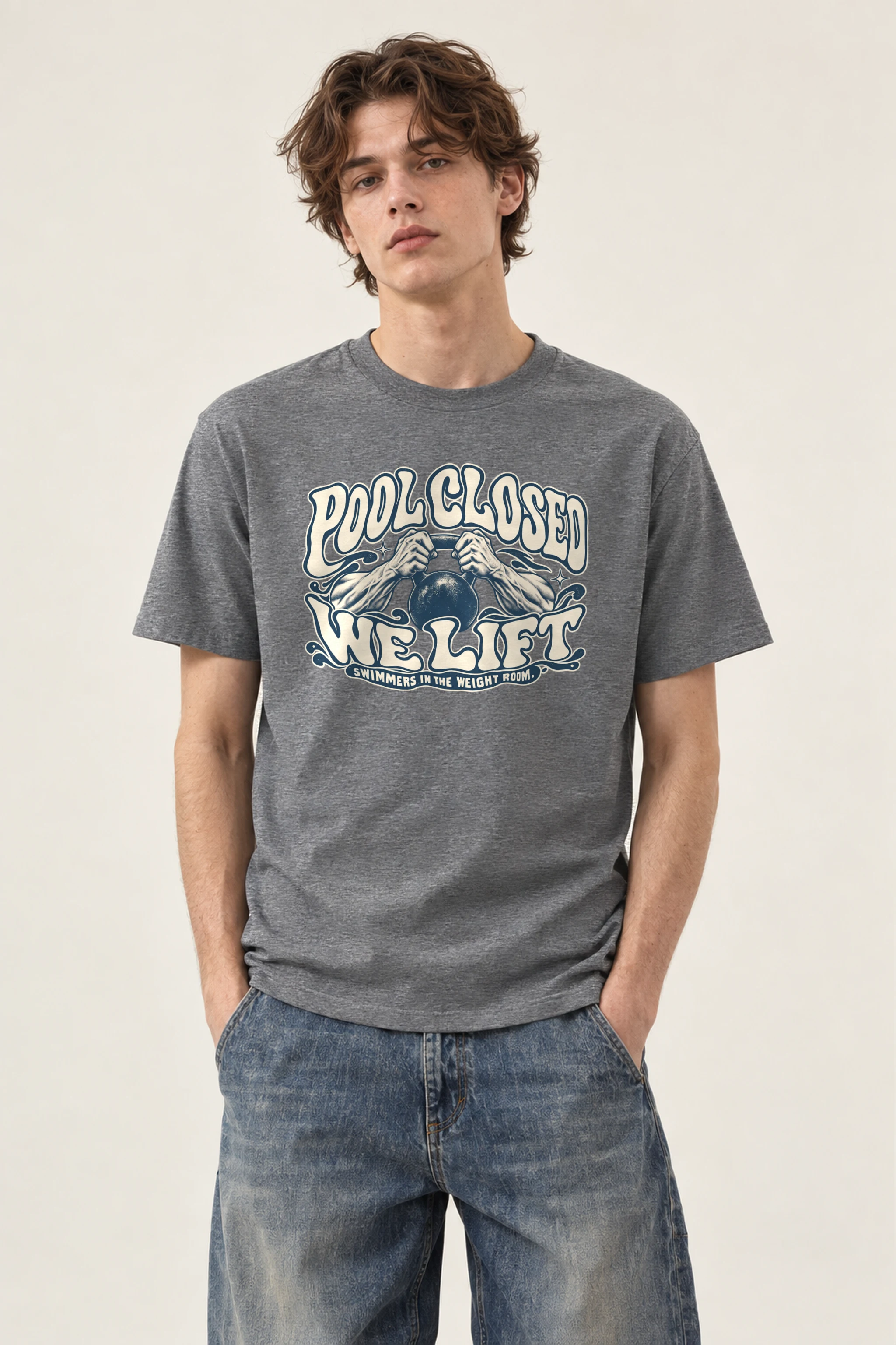 "Pool Closed We Lift" Heavyweight Unisex Crewneck T-shirt