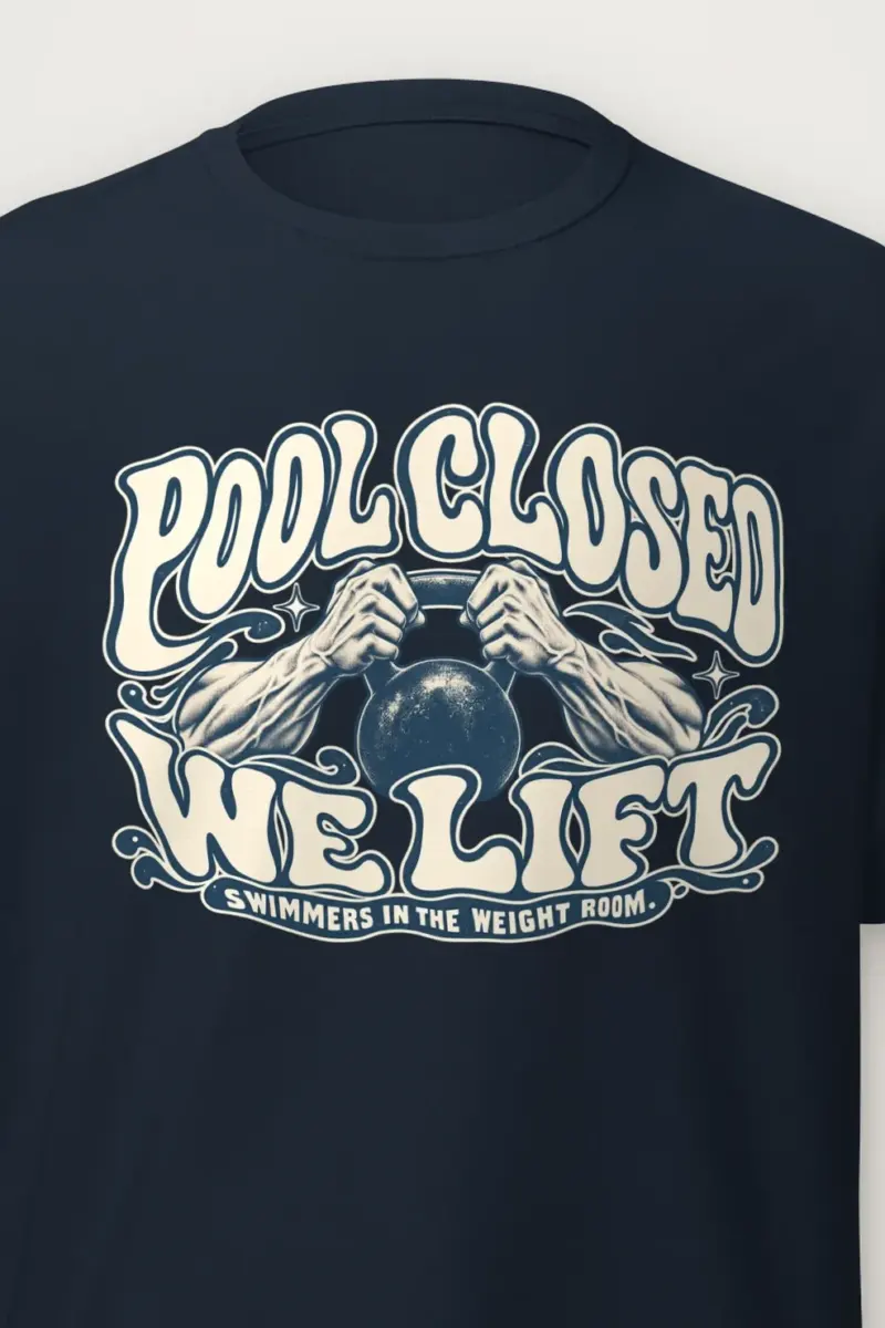"Pool Closed We Lift" Heavyweight Unisex Crewneck T-shirt - the graphic up close