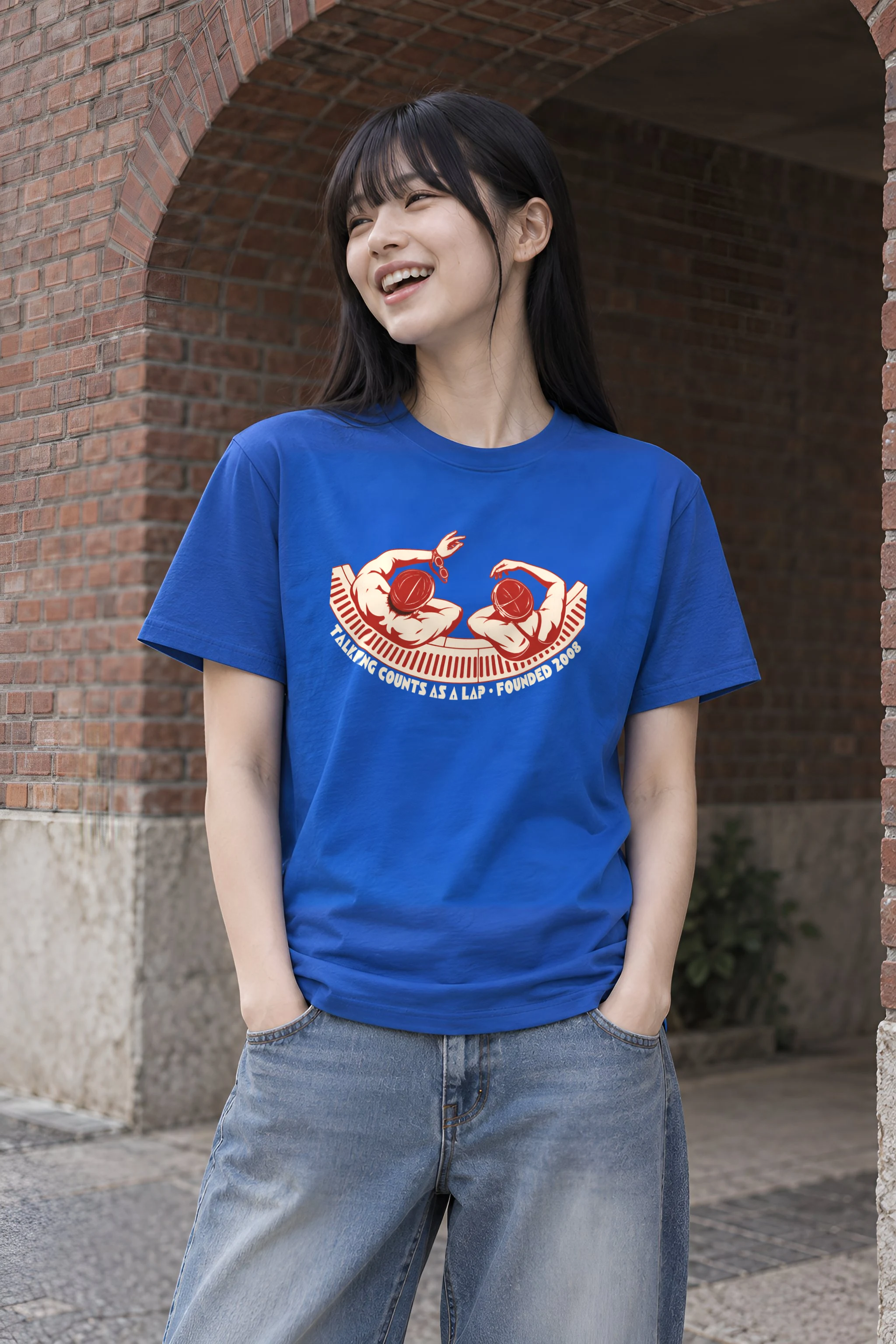 "Poolside Conversation" Heavyweight Unisex Crewneck T-shirt
