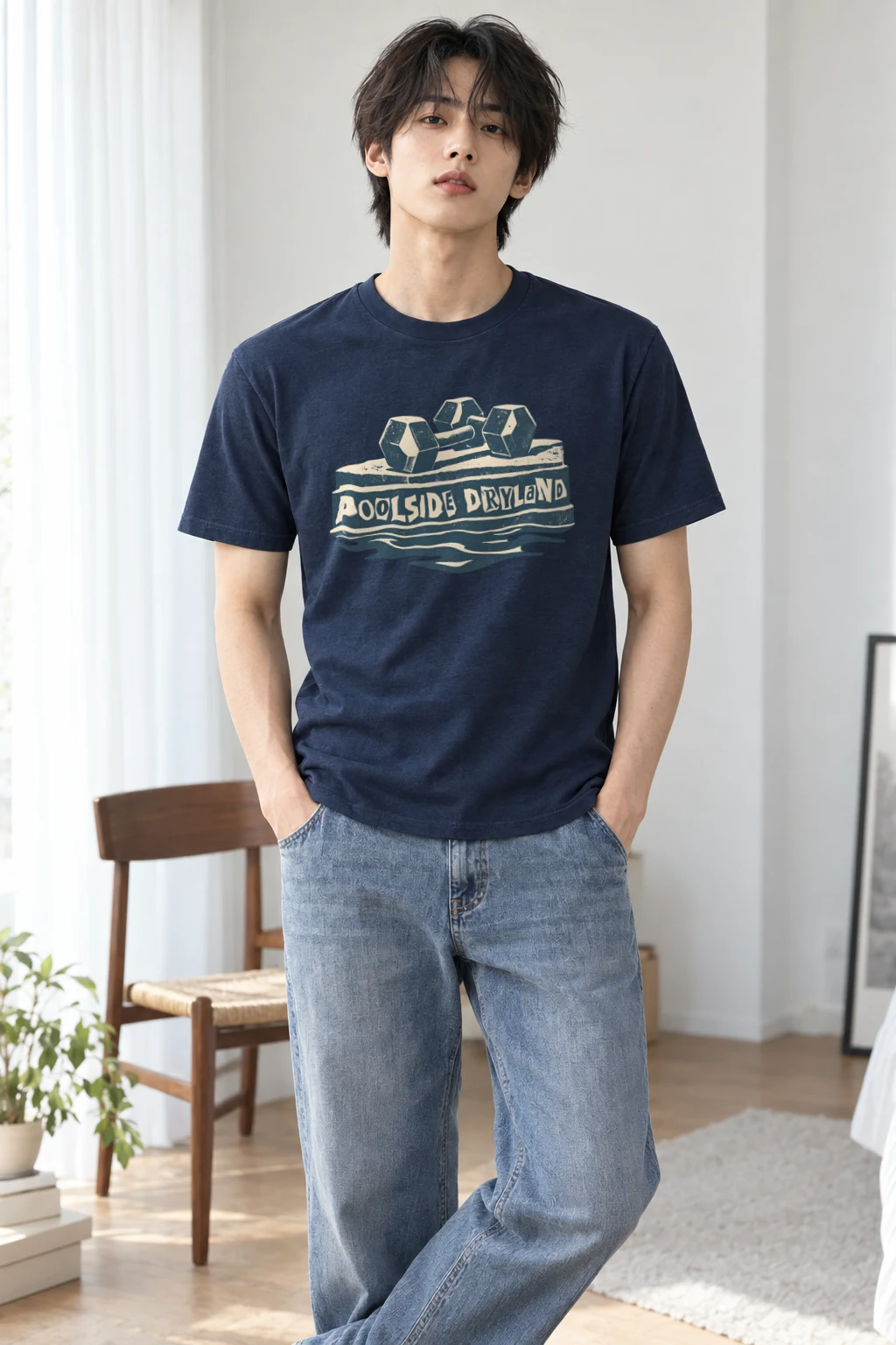 "Poolside Dryland" Heavyweight Unisex Crewneck T-shirt