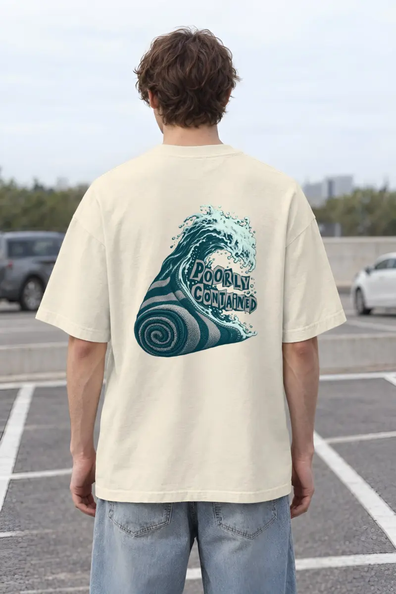 "Poorly Contained" Men's Oversized Heavyweight Crewneck T-Shirt