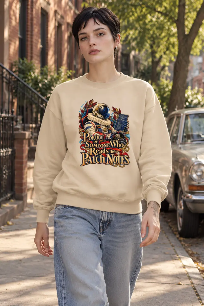 "Portrait of Someone Who Reads the Patch Notes" Unisex Crewneck Sweatshirt