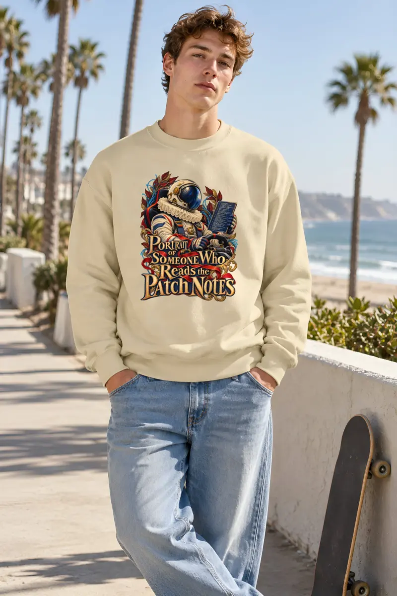 "Portrait of Someone Who Reads the Patch Notes" Unisex Crewneck Sweatshirt