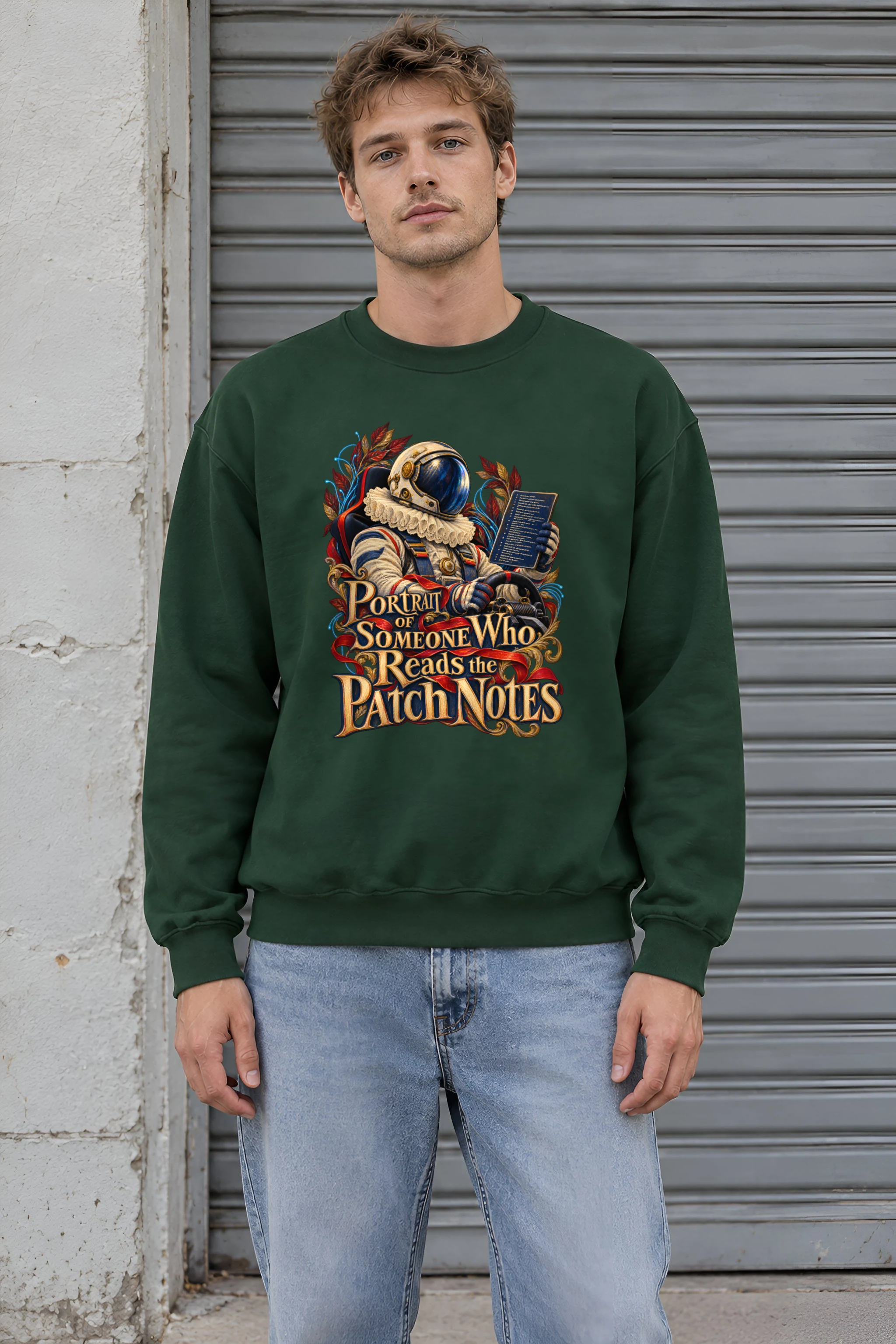 "Portrait of Someone Who Reads the Patch Notes" Unisex Crewneck Sweatshirt