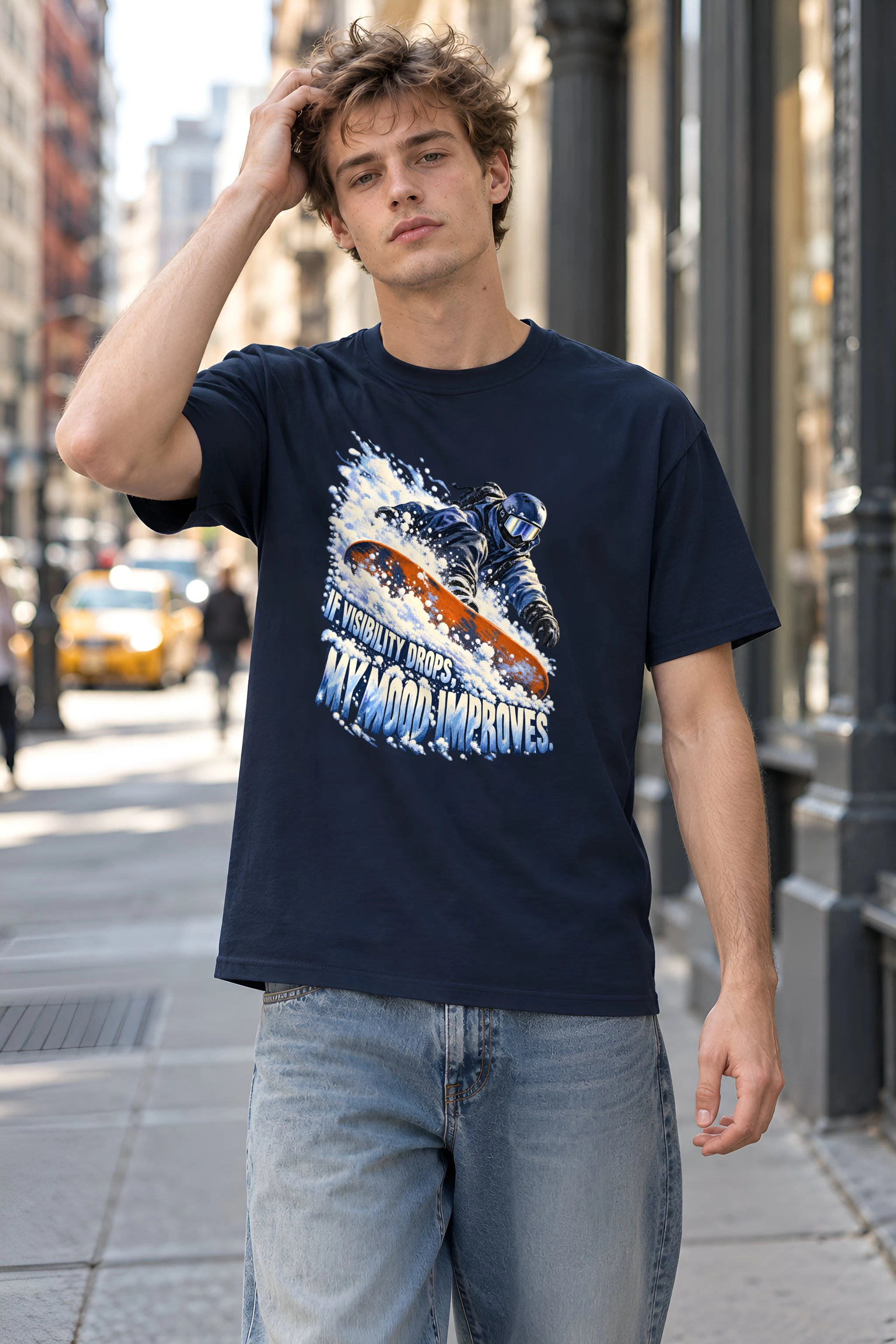 "Powder Snowboarder" Heavyweight Unisex Crewneck T-shirt