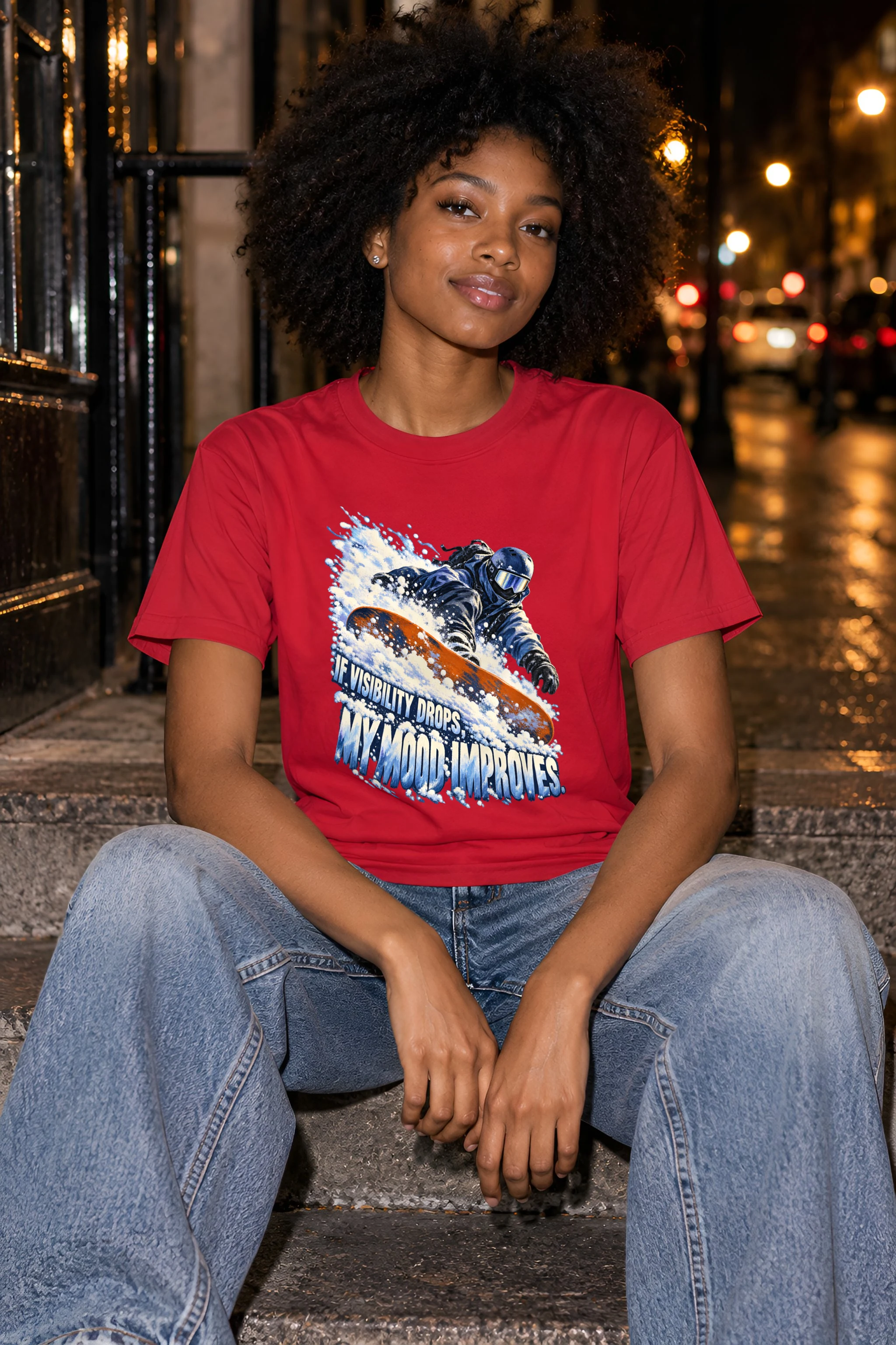 "Powder Snowboarder" Heavyweight Unisex Crewneck T-shirt