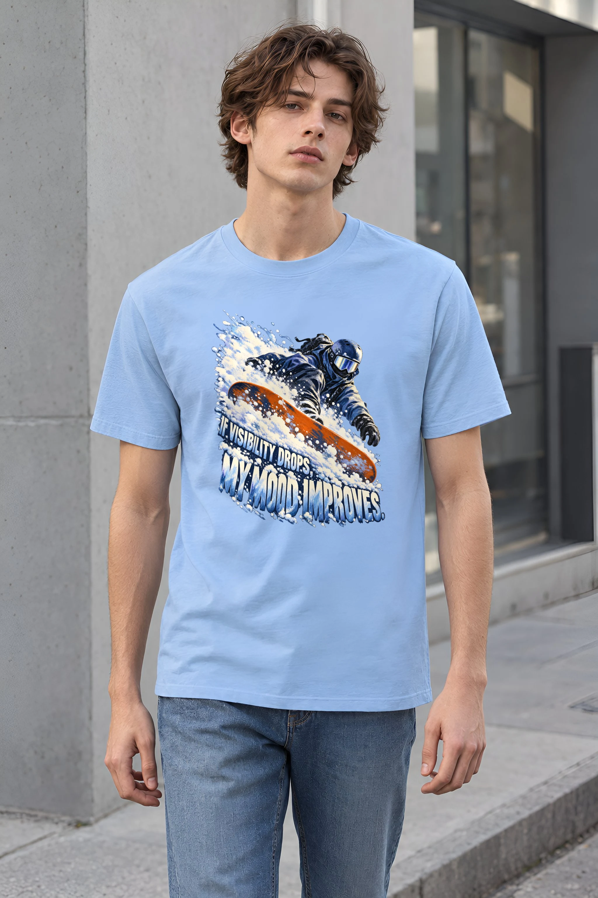 "Powder Snowboarder" Heavyweight Unisex Crewneck T-shirt