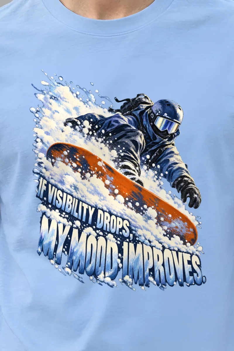 "Powder Snowboarder" Heavyweight Unisex Crewneck T-shirt - the graphic up close