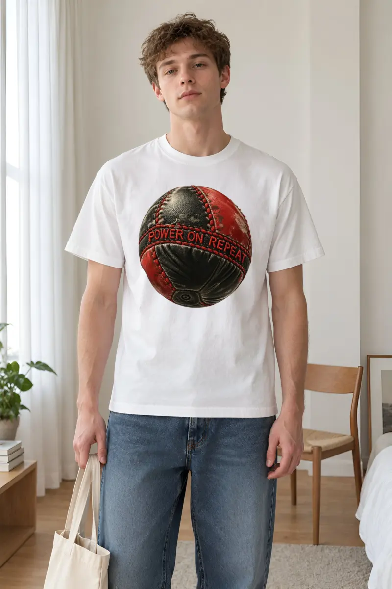 “Power on Repeat” Heavyweight Unisex Crewneck T-shirt