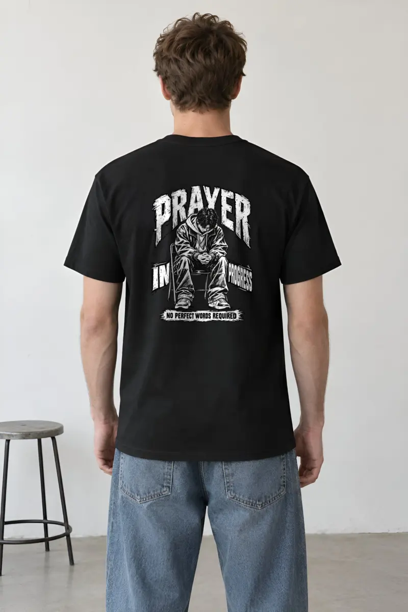 "Prayer in Progress" Heavyweight Unisex Crewneck T-shirt
