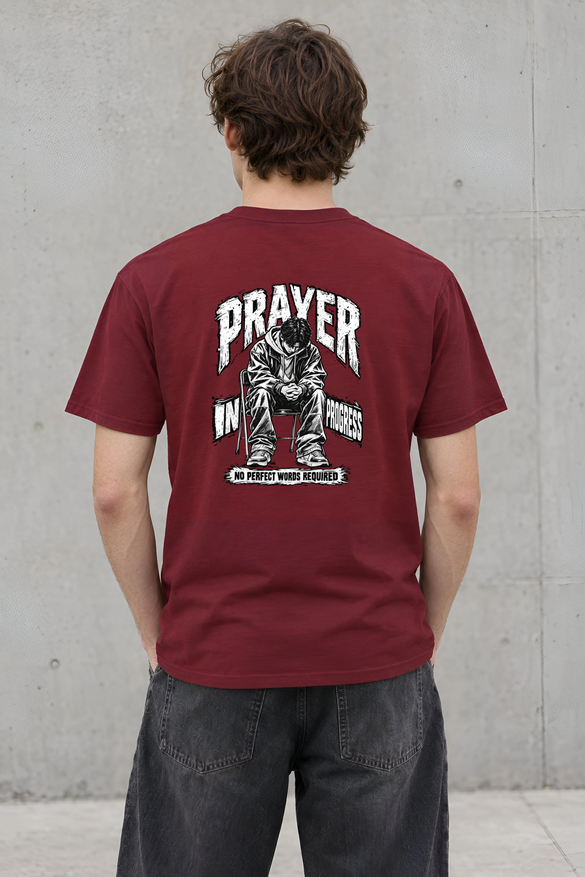 "Prayer in Progress" Heavyweight Unisex Crewneck T-shirt