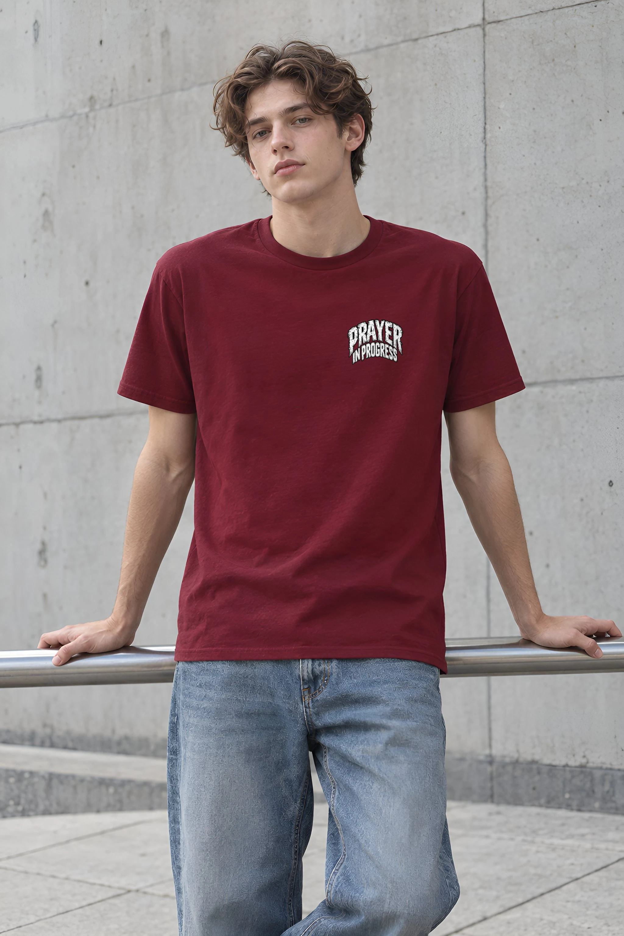 "Prayer in Progress" Heavyweight Unisex Crewneck T-shirt