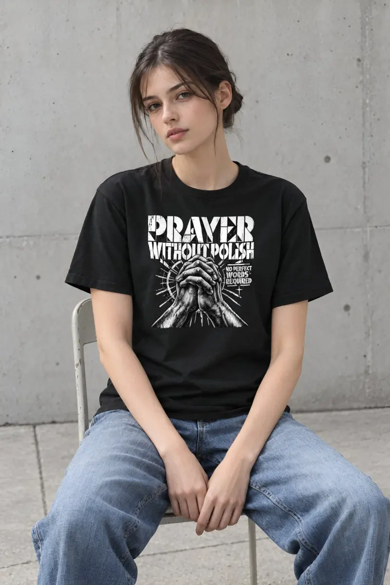 "Prayer Without Polish" Heavyweight Unisex Crewneck T-shirt