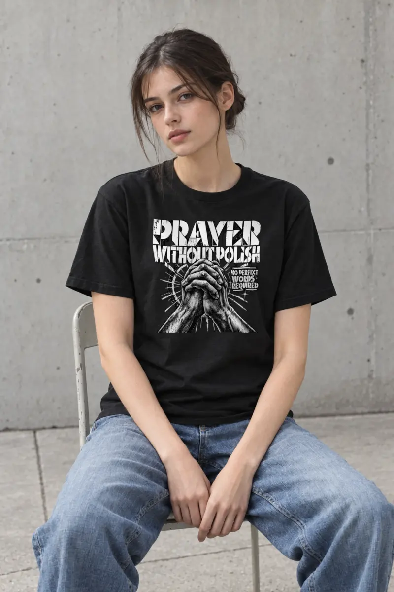 "Prayer Without Polish" Heavyweight Unisex Crewneck T-shirt
