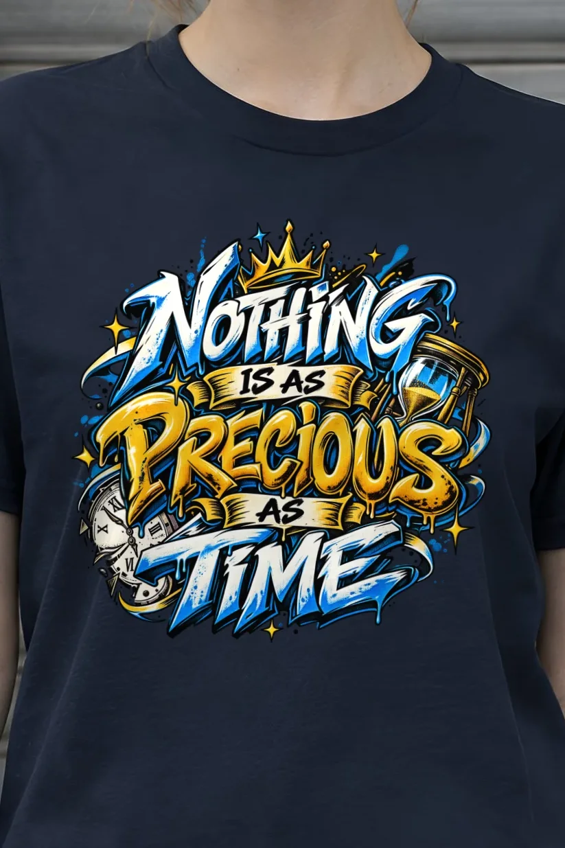 "Gold Hourglass Graffiti" Heavyweight Unisex Crewneck T-shirt - the graphic up close
