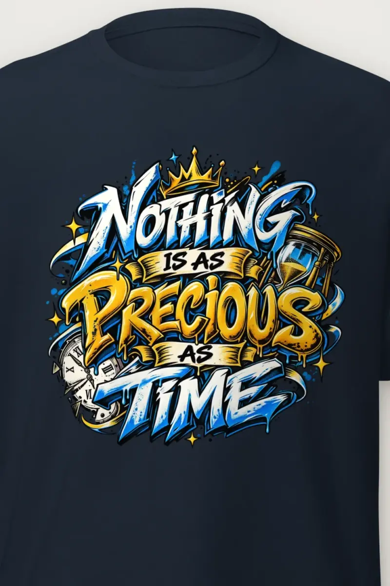 "Gold Hourglass Graffiti" Heavyweight Unisex Crewneck T-shirt - the graphic up close