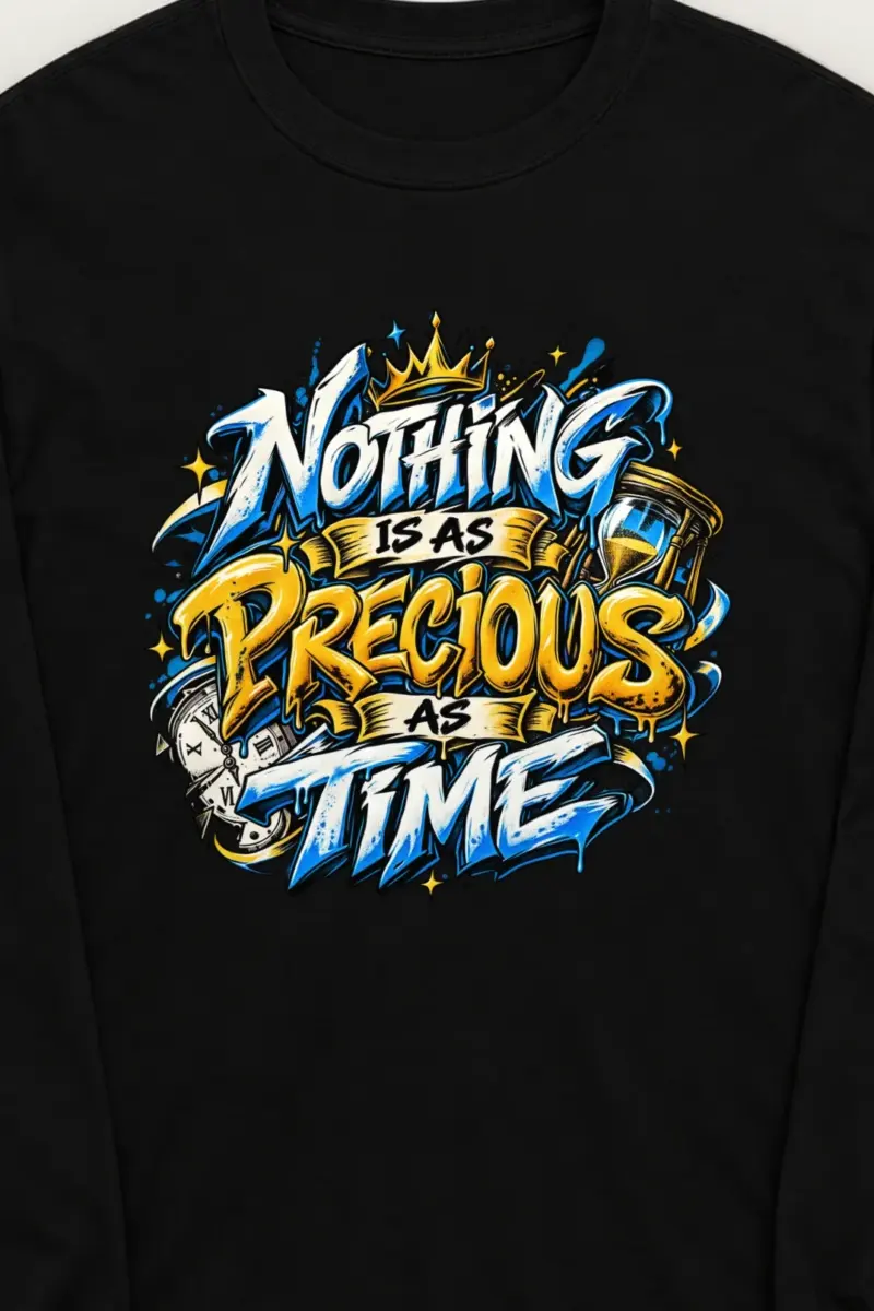 "Crowned Hourglass Graffiti" Unisex Longsleeve T-shirt - the graphic up close