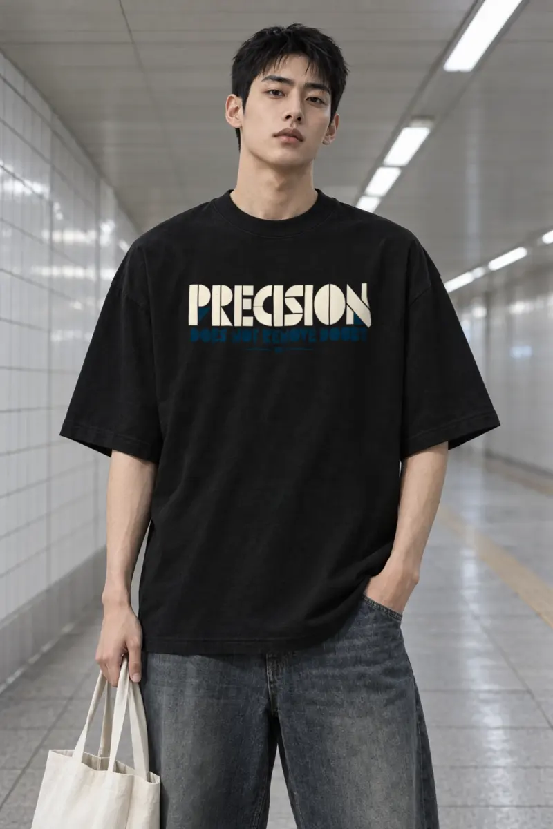 “Precision Does Not Remove Doubt III” Men’s Oversized Heavyweight Crewneck T-Shirt