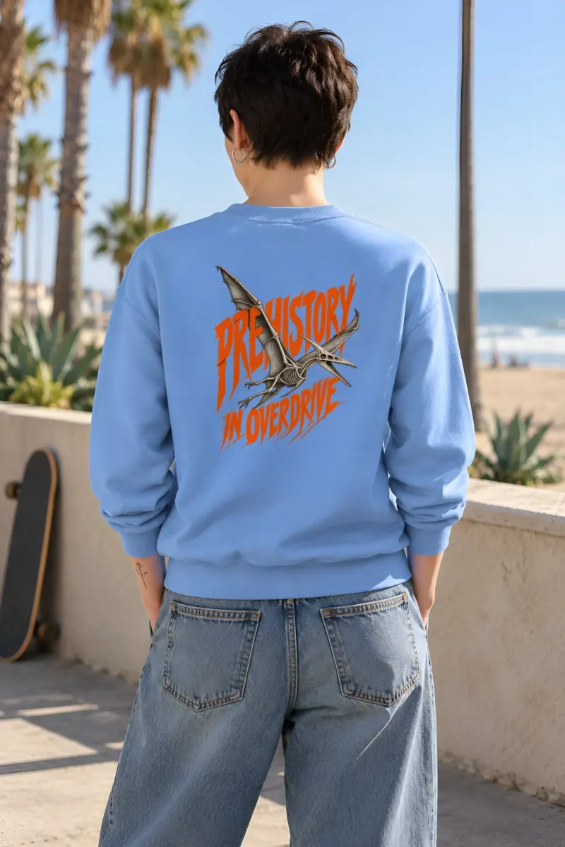 "Prehistory in Overdrive" Heavy Blend Unisex Crewneck Sweatshirt