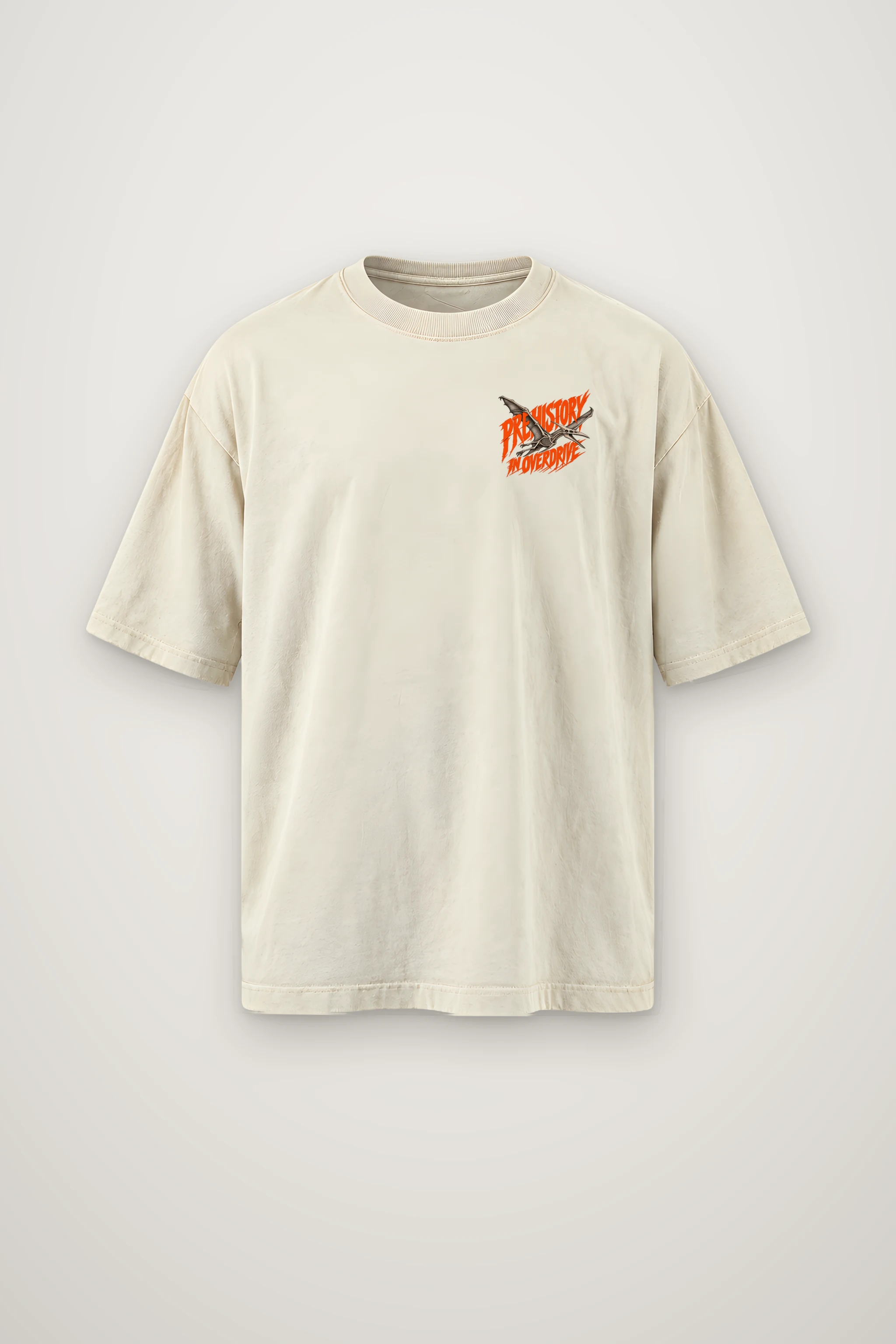"Prehistory in Overdrive" Men's Oversized Heavyweight Crewneck T-Shirt
