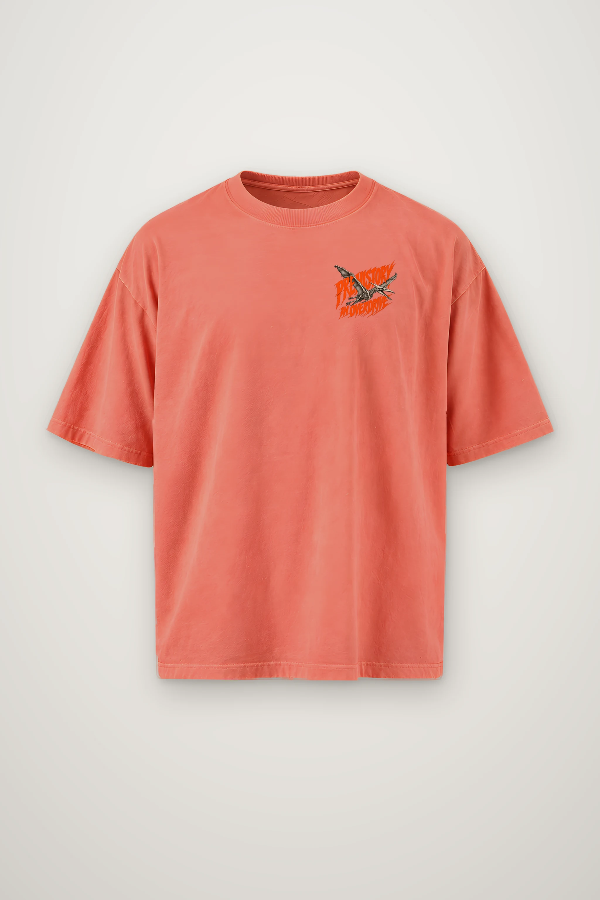 "Prehistory in Overdrive" Men's Oversized Heavyweight Crewneck T-Shirt