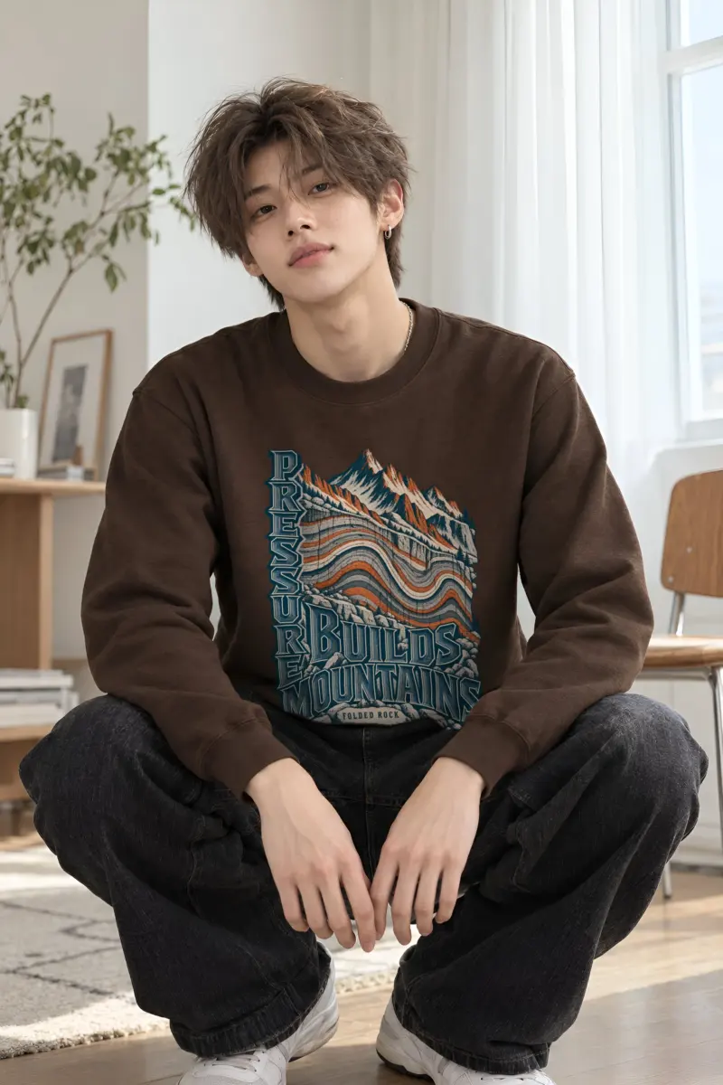 "Pressure Builds Mountains" Heavy Blend Unisex Crewneck Sweatshirt
