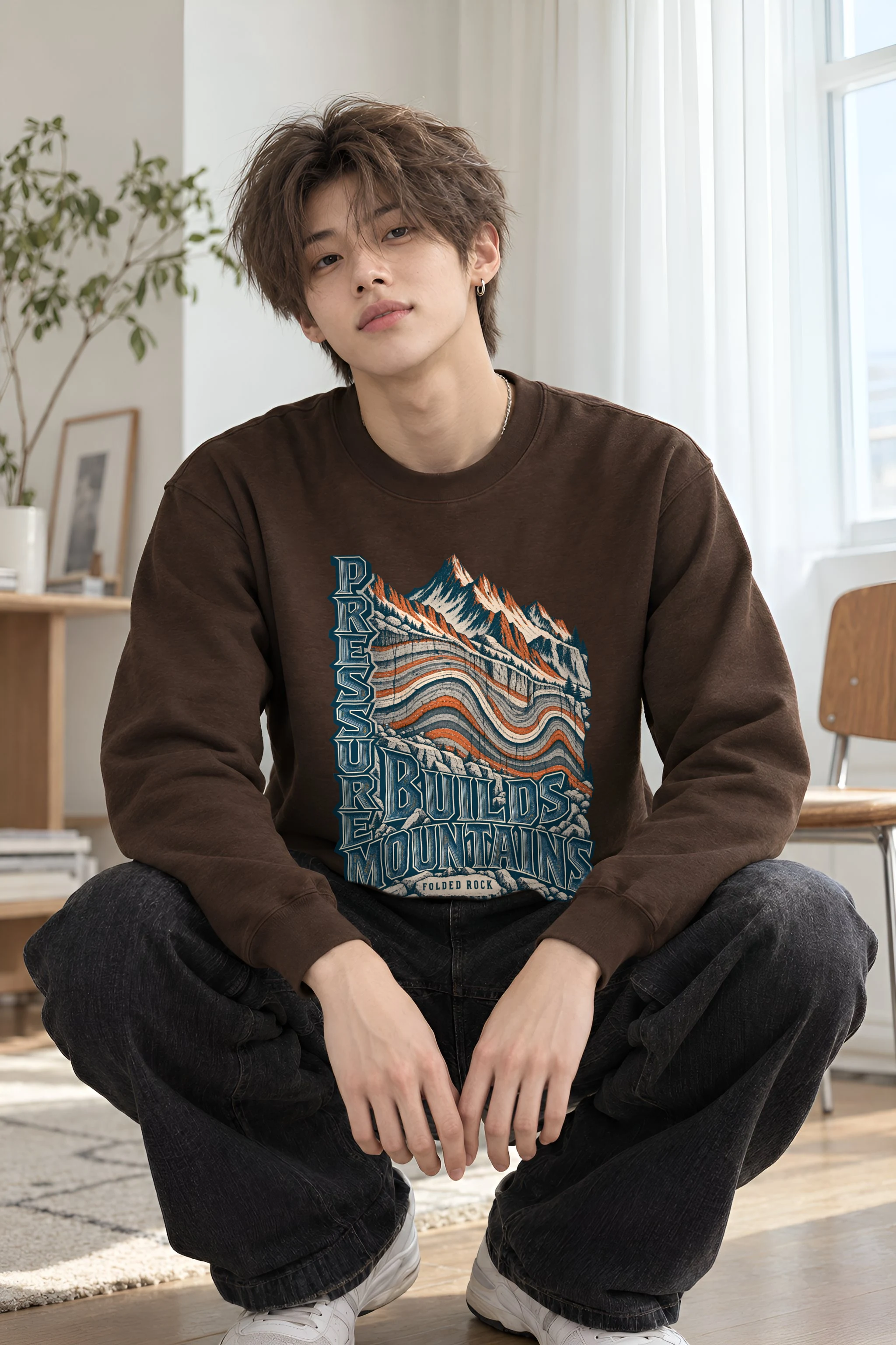 "Pressure Builds Mountains" Heavy Blend Unisex Crewneck Sweatshirt
