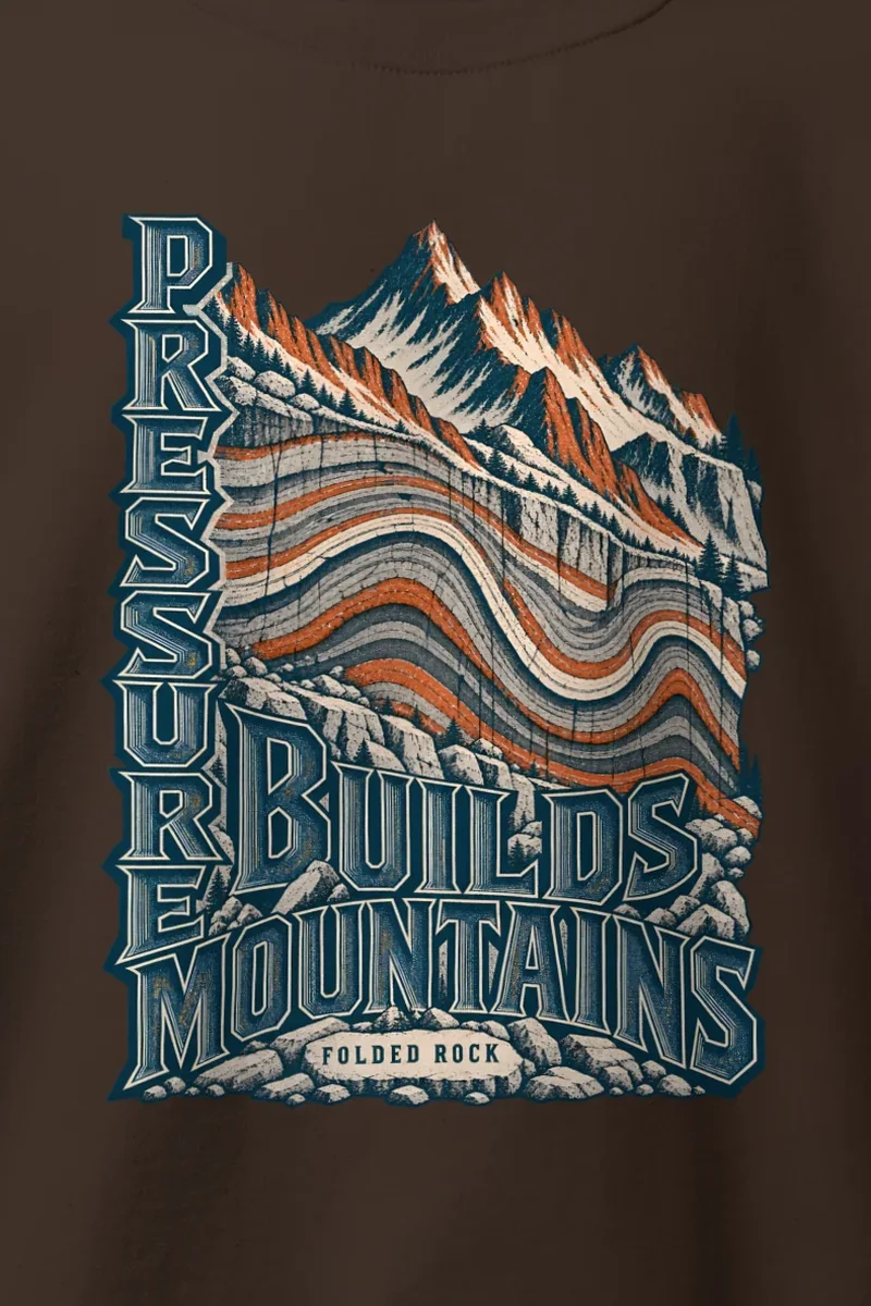 "Pressure Builds Mountains" Heavy Blend Unisex Crewneck Sweatshirt - the graphic up close