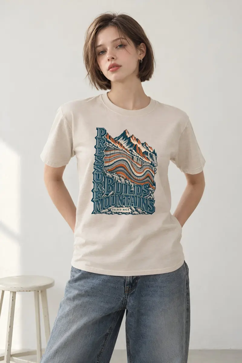 "Pressure Builds Mountains" Heavyweight Unisex Crewneck T-shirt
