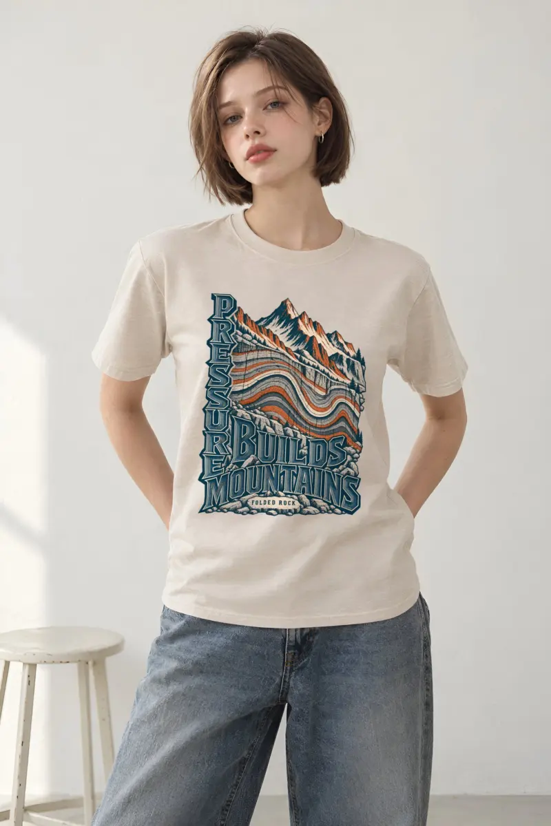 "Pressure Builds Mountains" Heavyweight Unisex Crewneck T-shirt