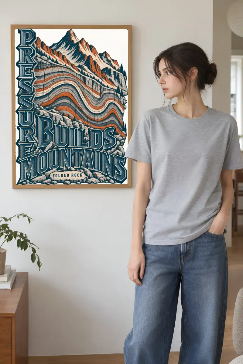 "Pressure Builds Mountains" Premium Wooden Framed Poster